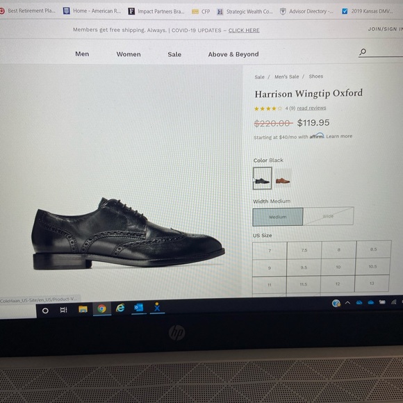 Cole Haan black wingtip dress shoes 10.5 - Picture 6 of 7